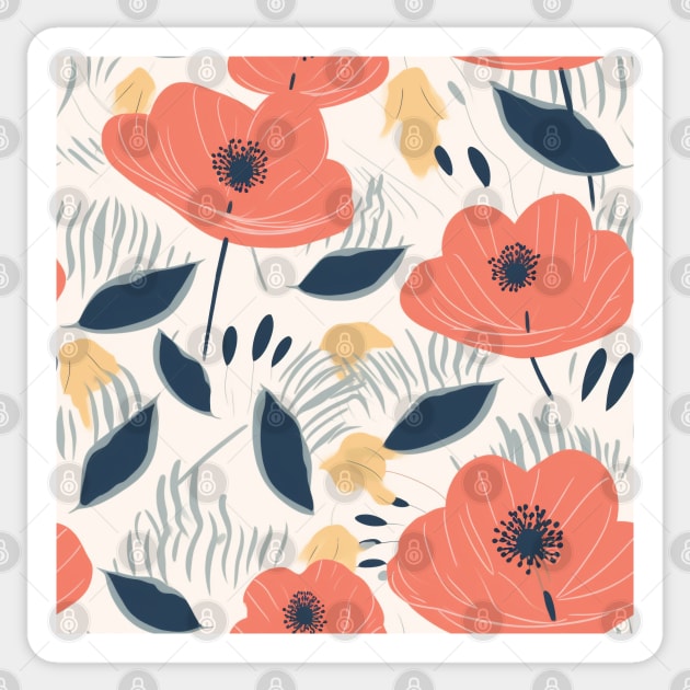 Minimalist Seamless Floral Pattern Spring Flower Bloom Sticker by AstroWolfStudio